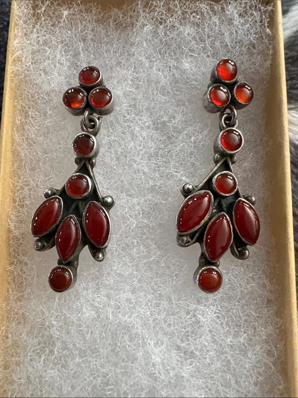 Red Cabochon Carnelian Drop Earrings - Sterling 925 Style Women’s Jewelry